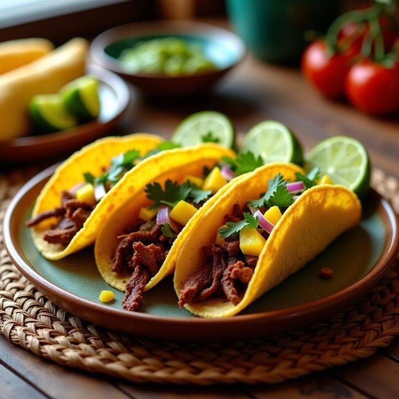 Tacos de Carne de Res Deshidratada y Mango Verde: Receta Mexicana Alta en Proteína en Airfryer