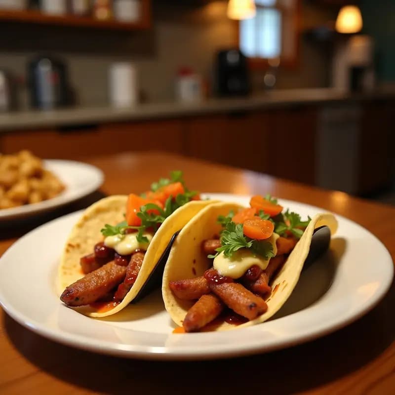 Tacos de Carnitas Fritas con Salsa de Queso Nacho y Kebabs de Piña: Fusión Tex-Mex y Hawaii