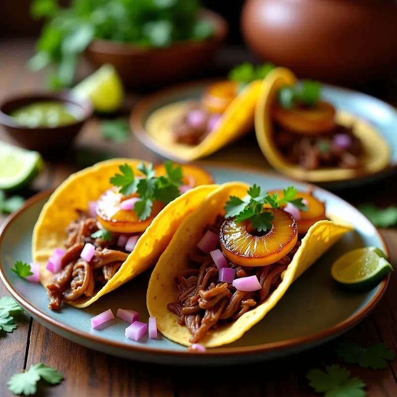 Tacos de Carnitas con Piña Ahumada: Receta en Olla Lenta con Toque Tropical y Ultra Tiernos