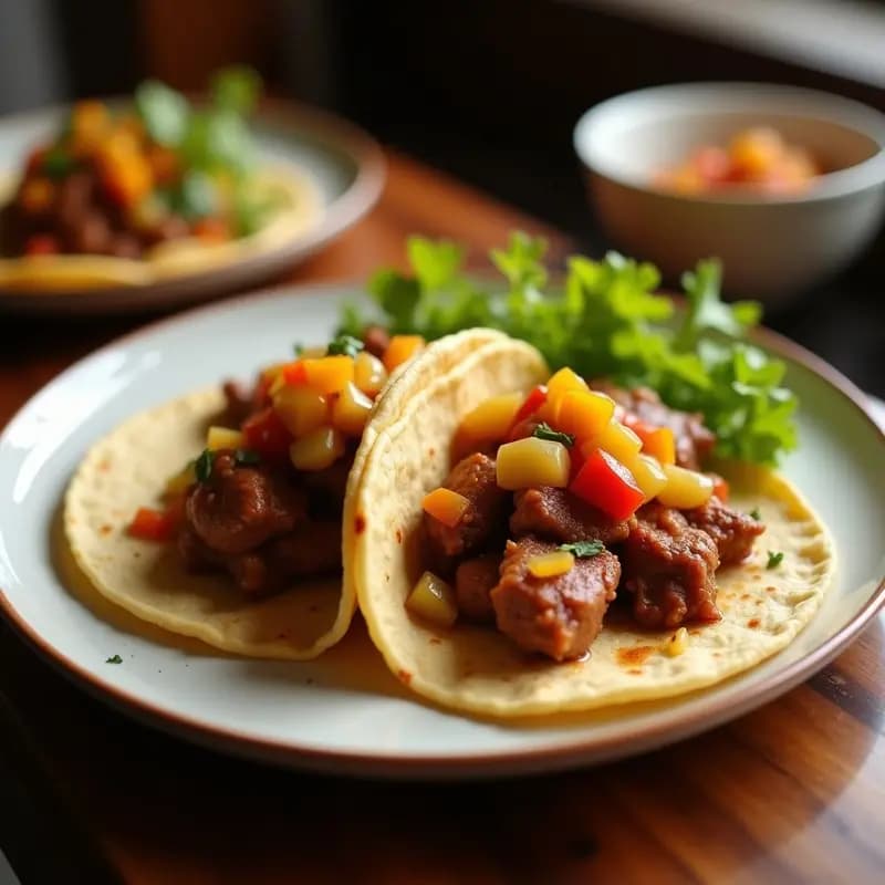 Tacos de Carnitas con Piña Caramelizada y Salsa de Habanero: Dulce, Picante y Salemado en un Solo Taco