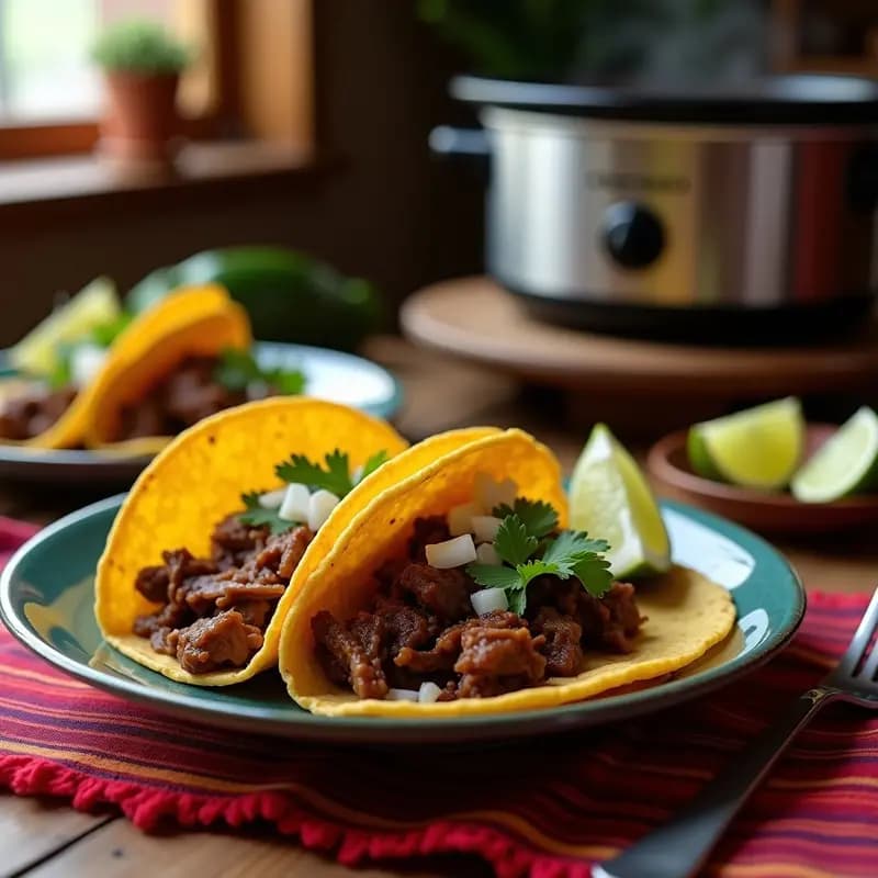 Taciii de Carnitas de Res en Olla Lenta: Receta Mexicana Tradicional y Jugosa