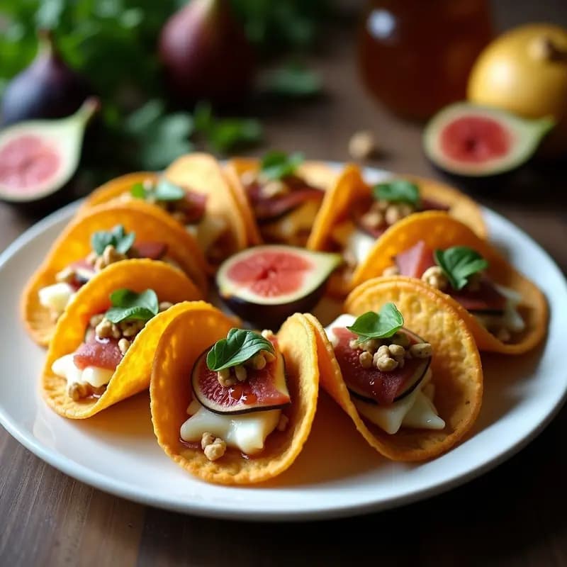Tacos de Cáscara de Parmesano con Relleno de Higos y Jamón Serrano: Aperitivo Gourmet Sin Harina