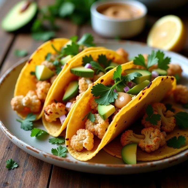 Tacos de Cauliflor con Salsa de Tahini: Receta Vegana y Sin Gluten en Sartén
