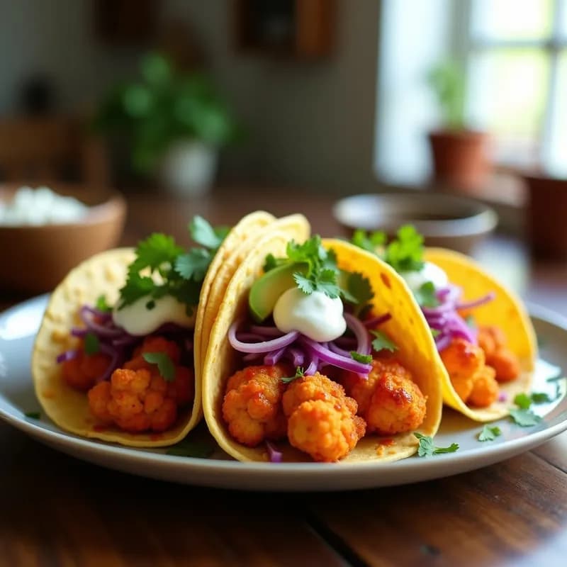 Tacos de Coliflor al Estilo Buffalo: Receta Vegana Crujiente en Airfryer