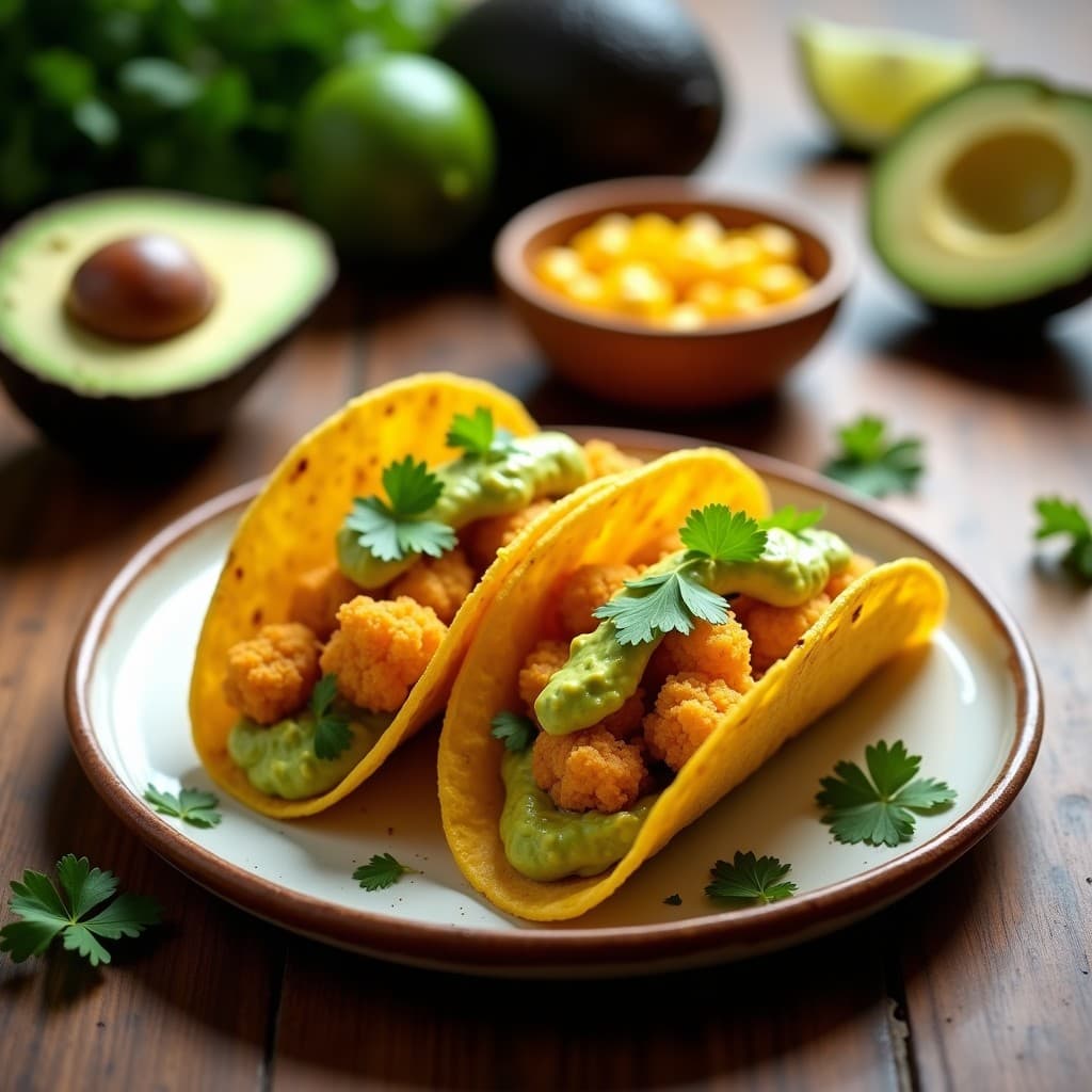 Tacos de Cauliflower con Salsa de Guacamole y Granos de Maíz Tostado: Receta Vegana Crujiente