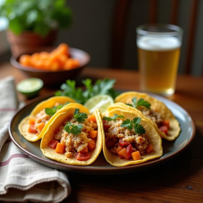 Tacos de Cempasúchil y Queso de Almendras: Receta Mexicana Vegana con Toque Floral en Airfryer