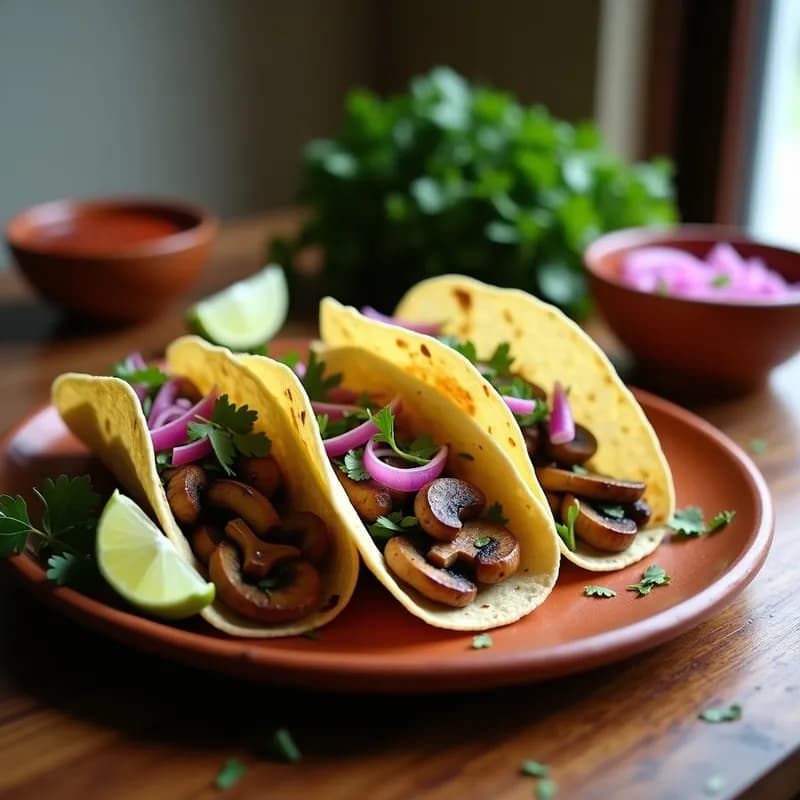 Tacos de Champiñones al Ajo Veganos: Receta Rápida y Alta en Umami en 15 Minutos