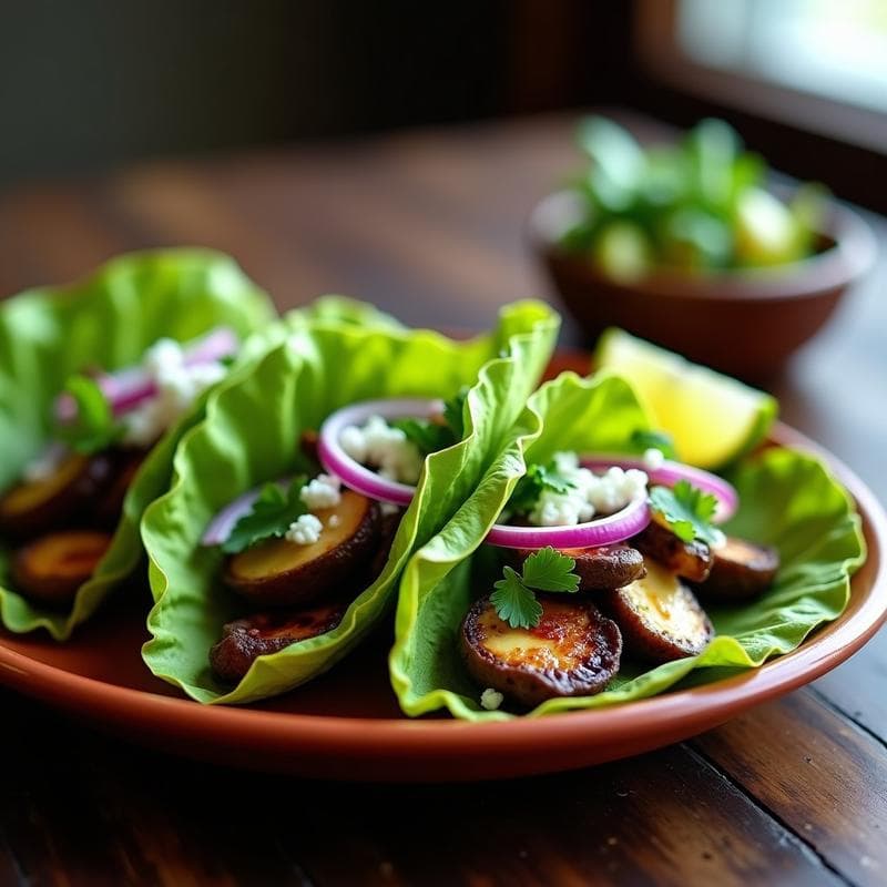 Tacos de Champiñones Portobello al Chipotle: Receta Mexicana Keto con Aguacate y Queso Fresco