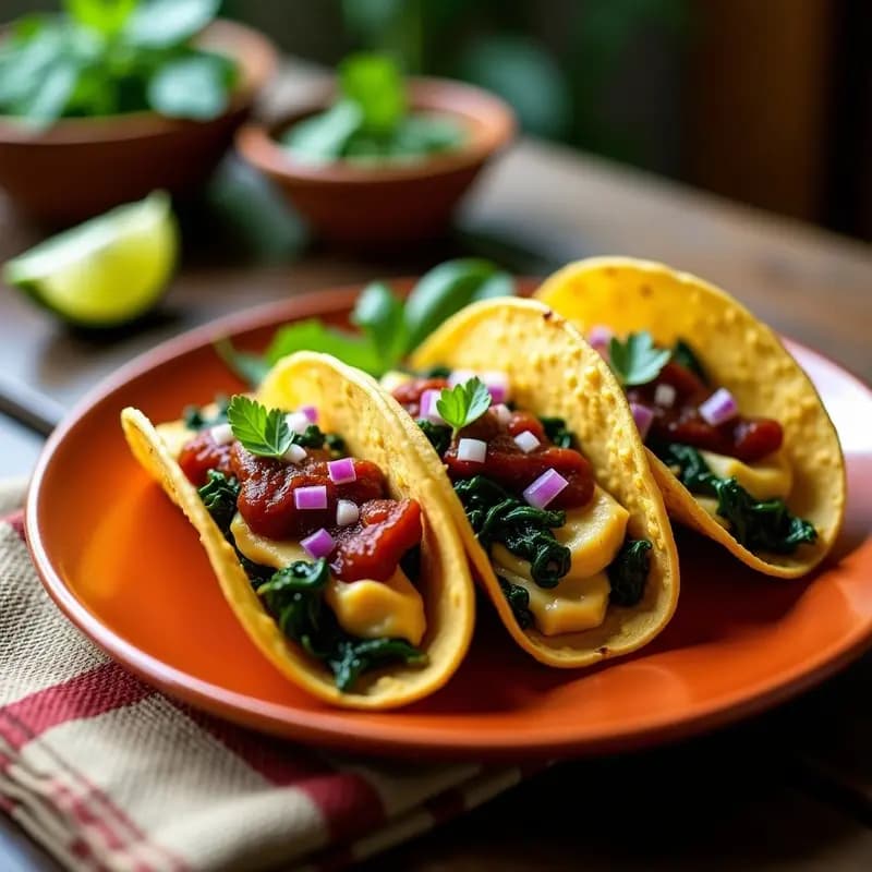 Tacos de Chaya y Queso Fresco con Salsa de Chiles Secos: Receta Yucateca Tradicional