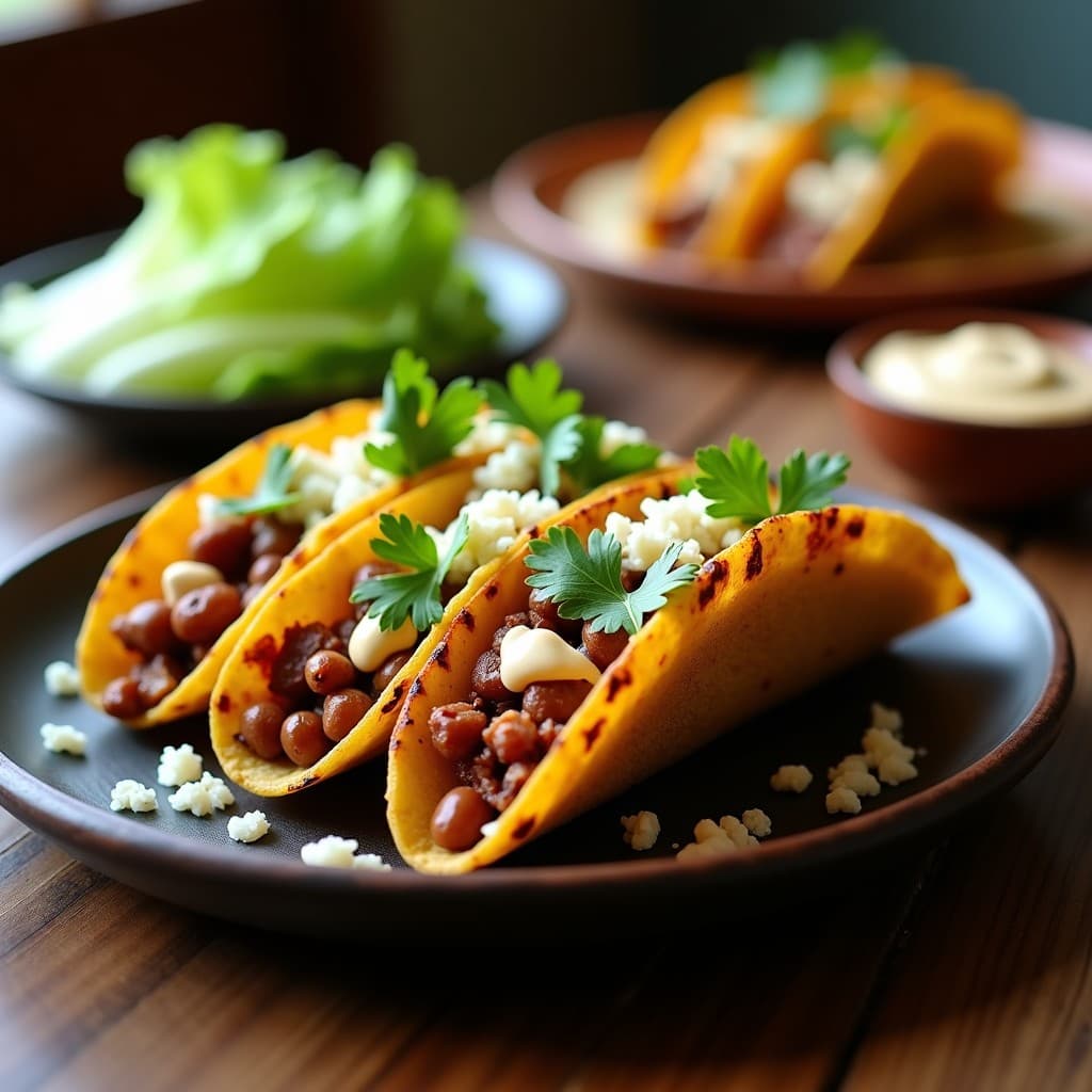 Tacos de Chayote y Frijoles Charros con Crema de Cacahuete: Receta Mexicana Keto Sin Harina