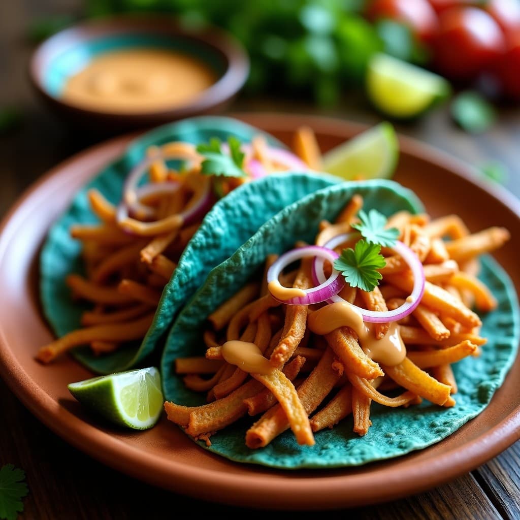 Tacos de Chayote y Hongo Ostra con Aderezo de Chipotle: Receta Vegana en Airfryer sin Repetición