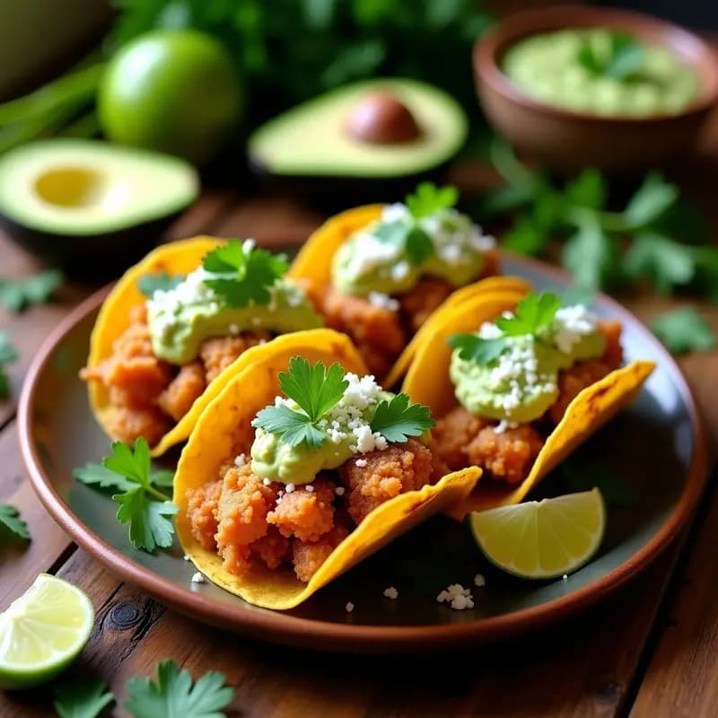 Tacos de Chicharrón de Cerdo con Salsa Verde y Crema de Aguacate: Crujientes por Fuera