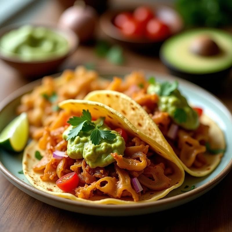 Tacos de Chicharrón de Col Rellena de Guacamole: Receta Sin Carne en Airfryer