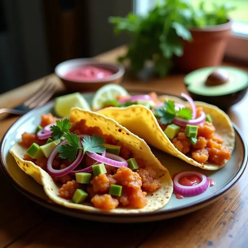 Tacos de Chicharrón de Hongos Shiitake con Salsa de Guayaba: Receta Vegana y Umami