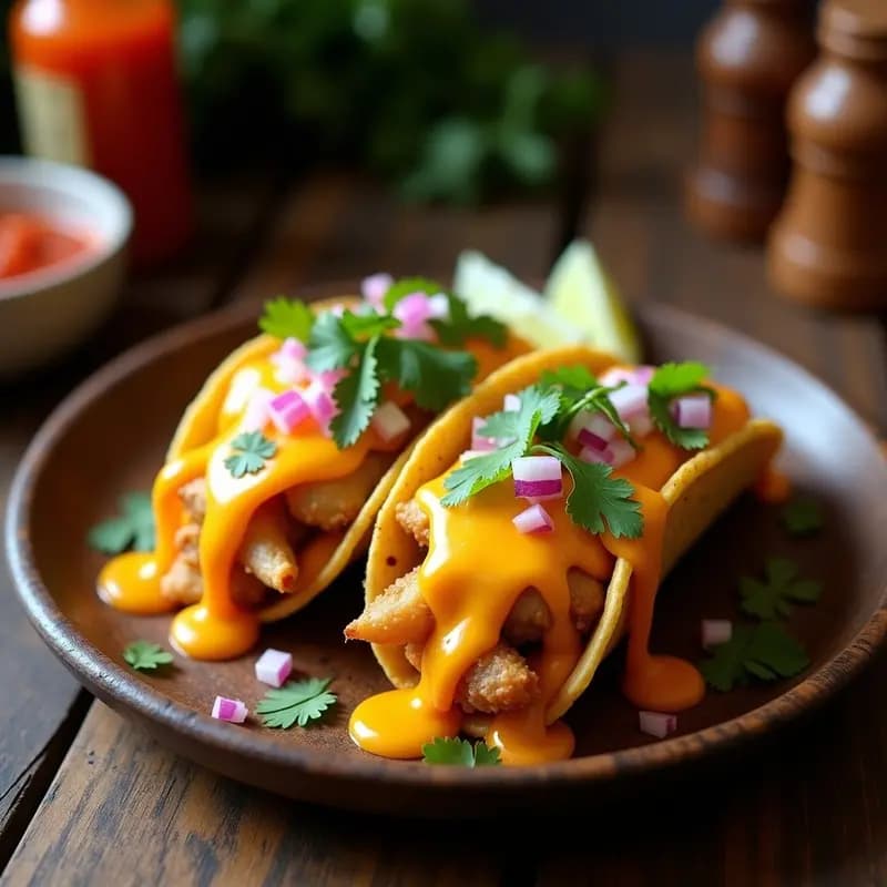 Tacos de Chicharrón de Cerdo con Queso Fundido y Salsa de Piña Picante: Receta Mexicana para Amar la Comida Basura
