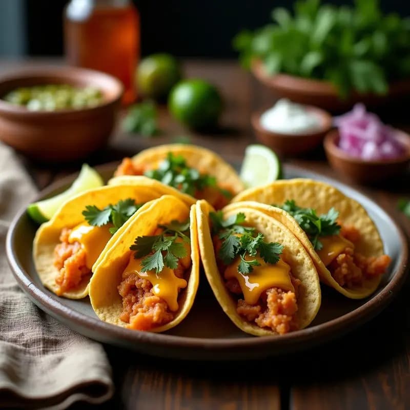 Tacos de Chicharrón con Queso Fundido, Salsa Verde y Crema Ácida: Explosión de Sabores Mexicanos