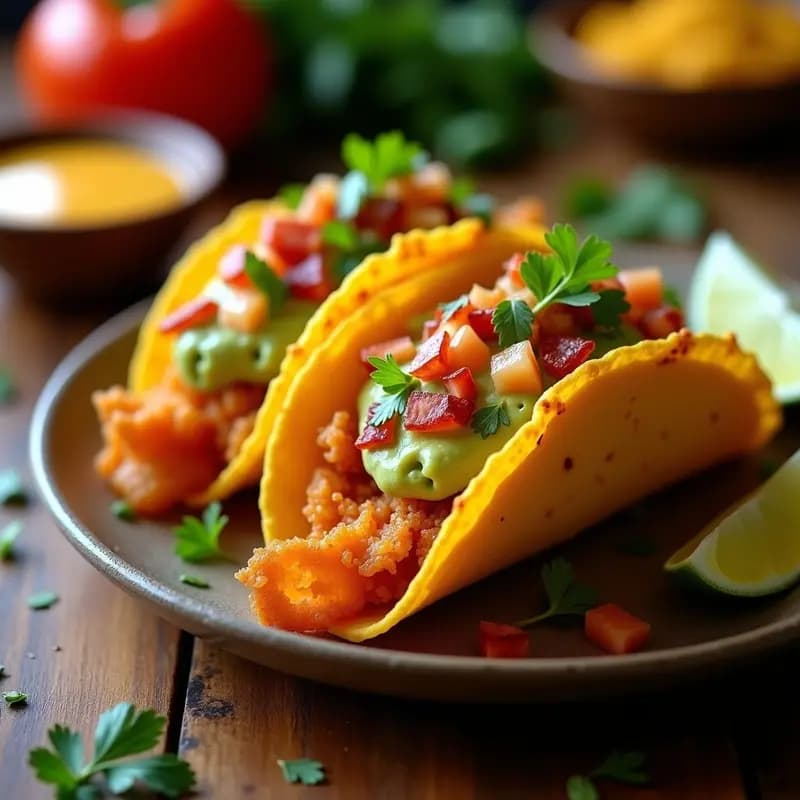Tacos de Chicharrón Prensado con Salsa de Queso Nacho y Guacamole Extra: Receta Mexicana para Sorprender
