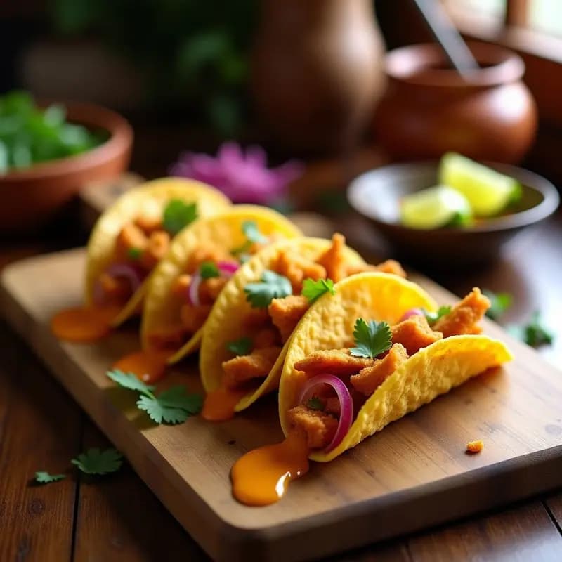 Tacos de Chicharrón con Salsa de Queso Cheddar y Miel: La Combinación Crujiente y Dulce que Amarás