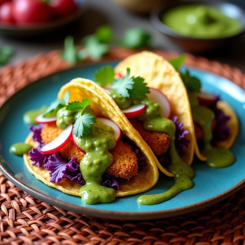 Tacos de Chicharrón de Setas Oyster con Salsa Verde de Kiwi: Receta Mexicana Vegana