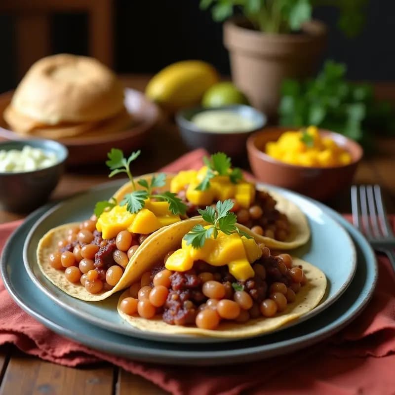 Tacos de Chickpea y Col Morada con Salsa de Mango Habanero: Receta Fusion Mexicana-India en Airfryer
