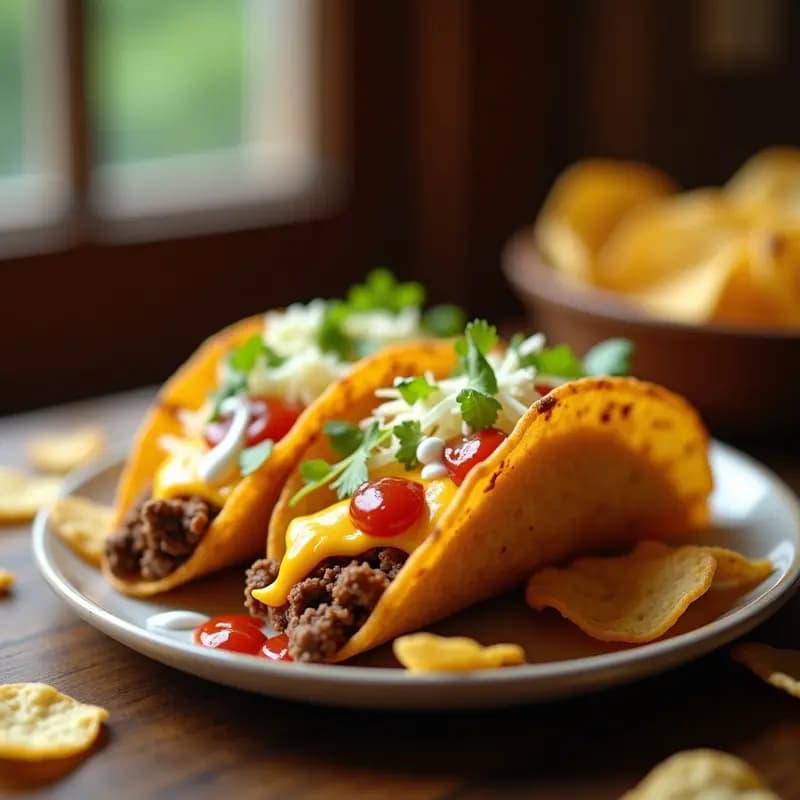 Tacos de Chips de Papa con Carne Picada, Queso y Salsa Ranch: Snack Rápido para Antojos Urgentes