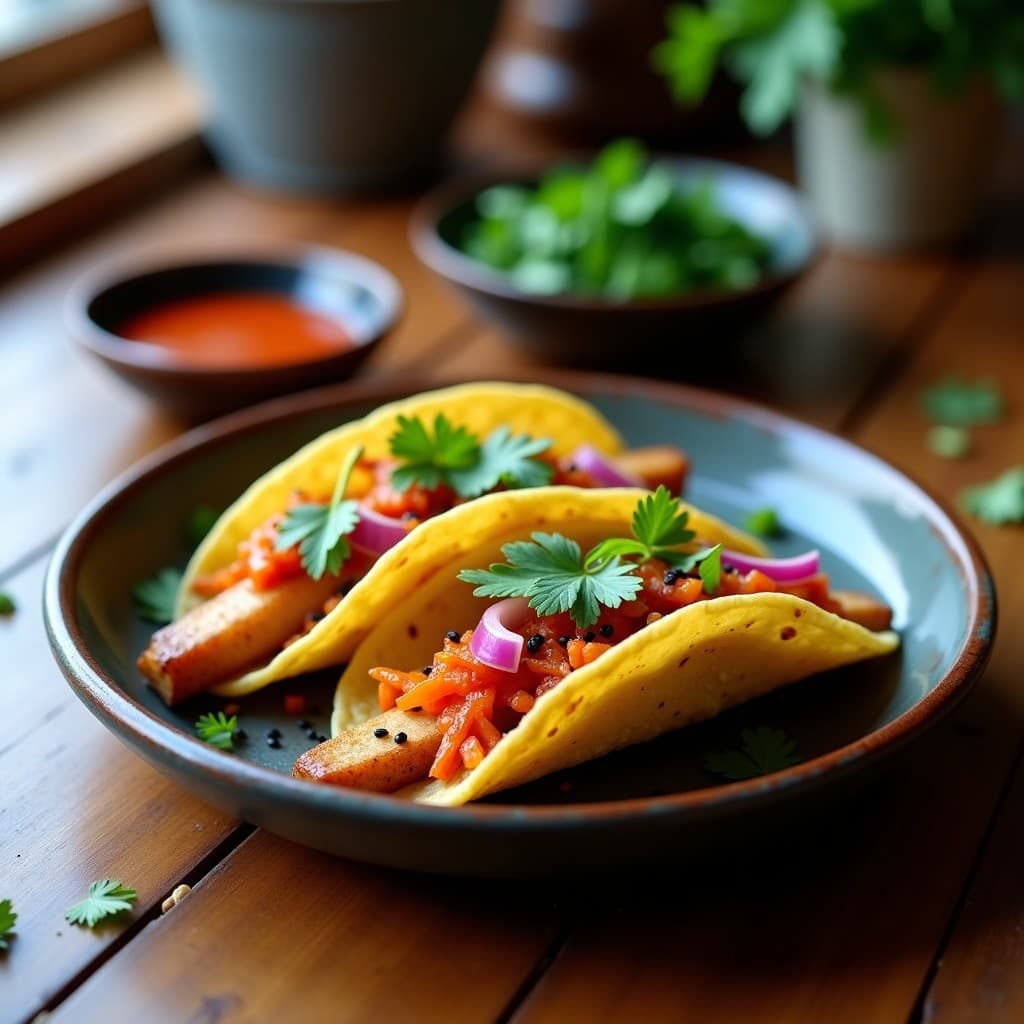 Tacos de Chirivía Asada y Kimchi Vegano: Receta Coreana Fermentada en Airfryer