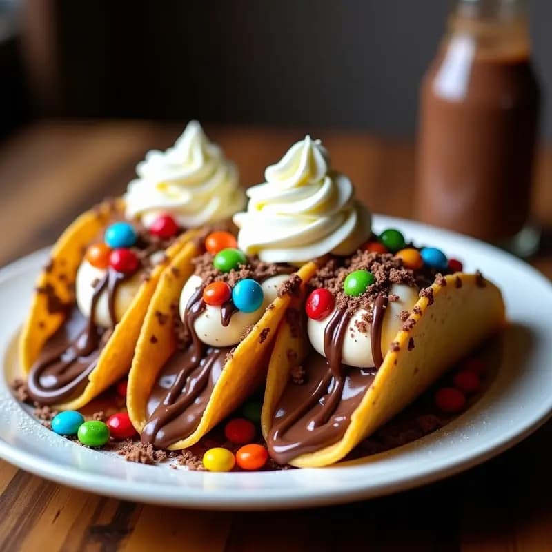 Tacos de Chocolatada con Helmado de Vainilla y Toppings de Dulces: La Receta que Confunde a Todos