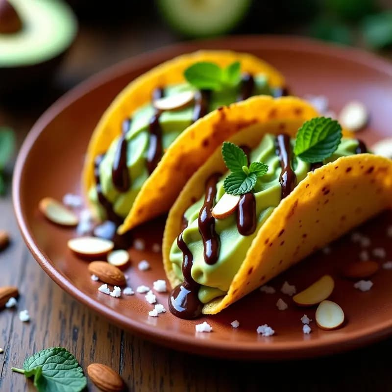 Tacos de Chocolote y Aguacate: Postre Mexicano Dulce-Salado en 10 Minutos