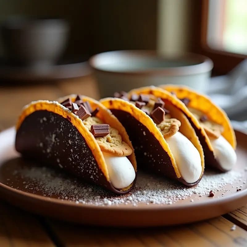 Tacos de Chocolates con Relleno de Marshmallows y Galletas Trituradas: Postre Mexicano que Desafía la Lógica