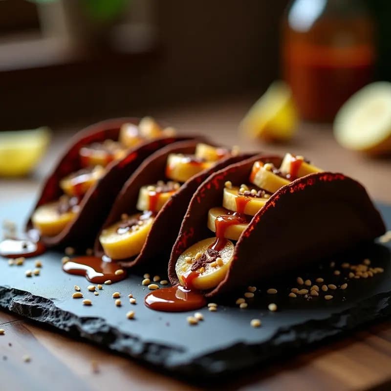 Tacos de Chocolate con Relleno de Plátano y Chipotle: Postre Mexicano Dulce-Picante