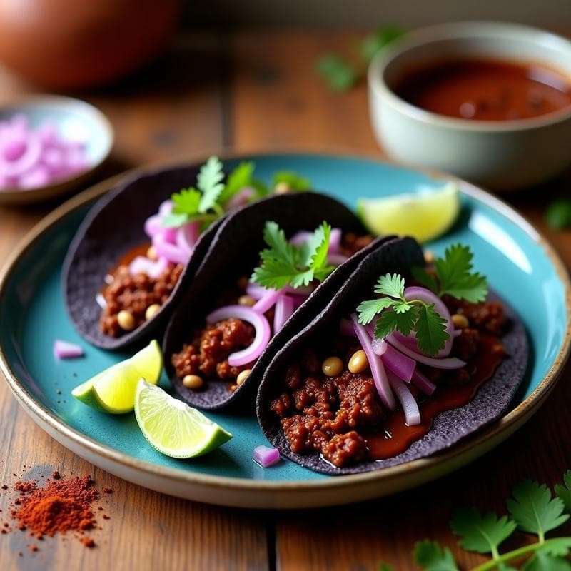 Tacos de Chorizo de Algodón con Mole Oaxaqueño: Receta Vegana Gourmet en Olla Lenta