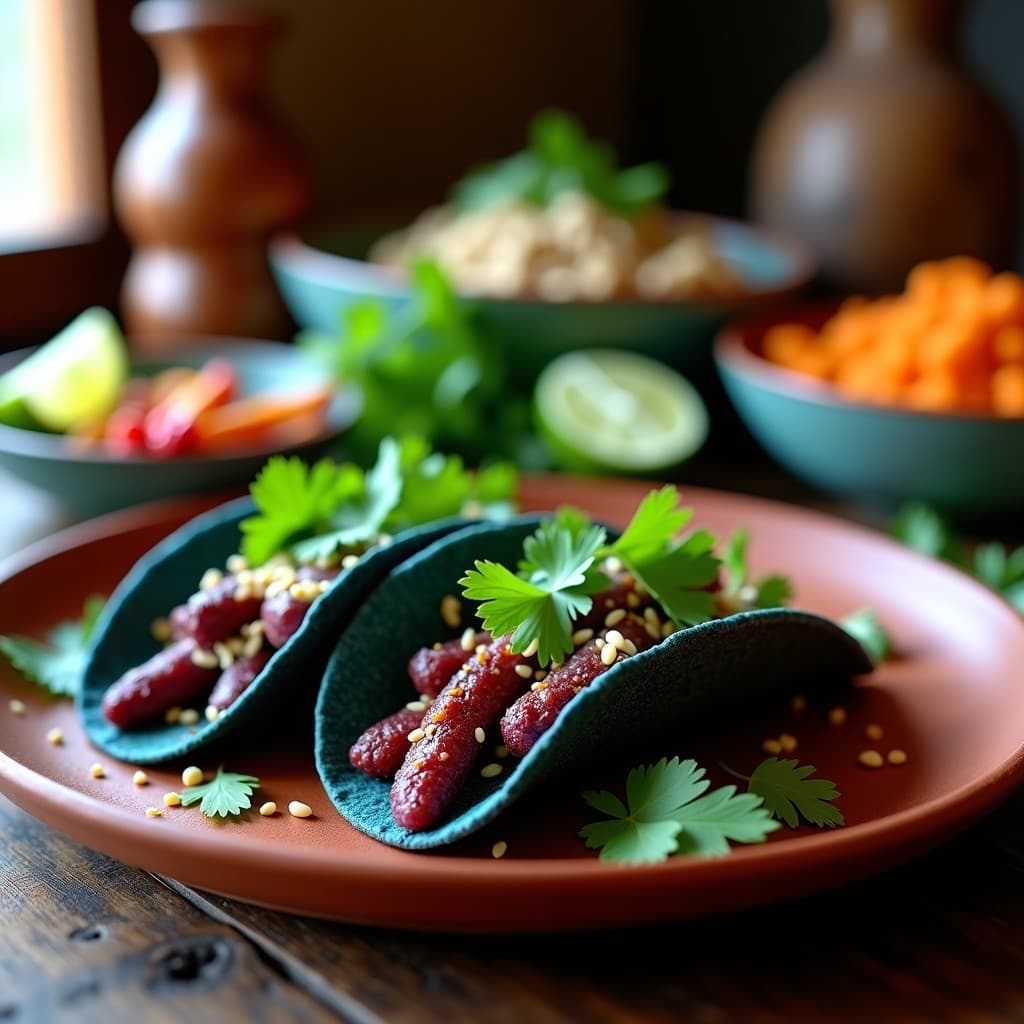 Tacos de Chorizo de Bugambilia y Nopal: Receta Mexicana Vegana con Sabor a Tierra en Airfryer