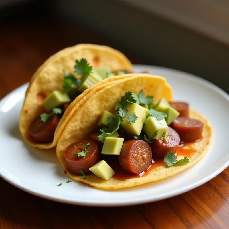 Tacos de Chorizo de Hongos y Aguacate: Receta Vegana en Airfryer con Salsa de Maracuyá