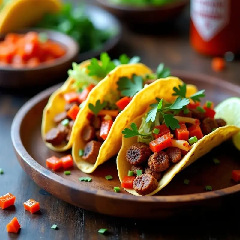 Tacos de Chorizo de Hongos y Kimchi: Receta Coreana-Mexicana Picante en Airfryer