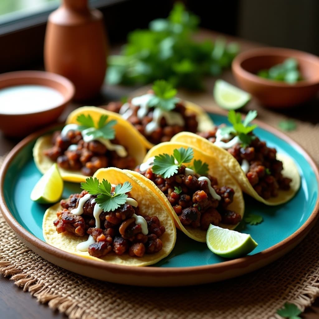 Tacos de Chorizo de Hongos y Poblano Asado: Receta Mexicana Vegana en Sartén