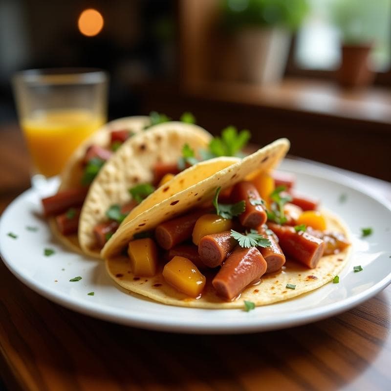 Tacos de Chorizo Ibérico y Manzana Caramelizada con Salsa de Sidra: Receta Española Gourmet en Sartén