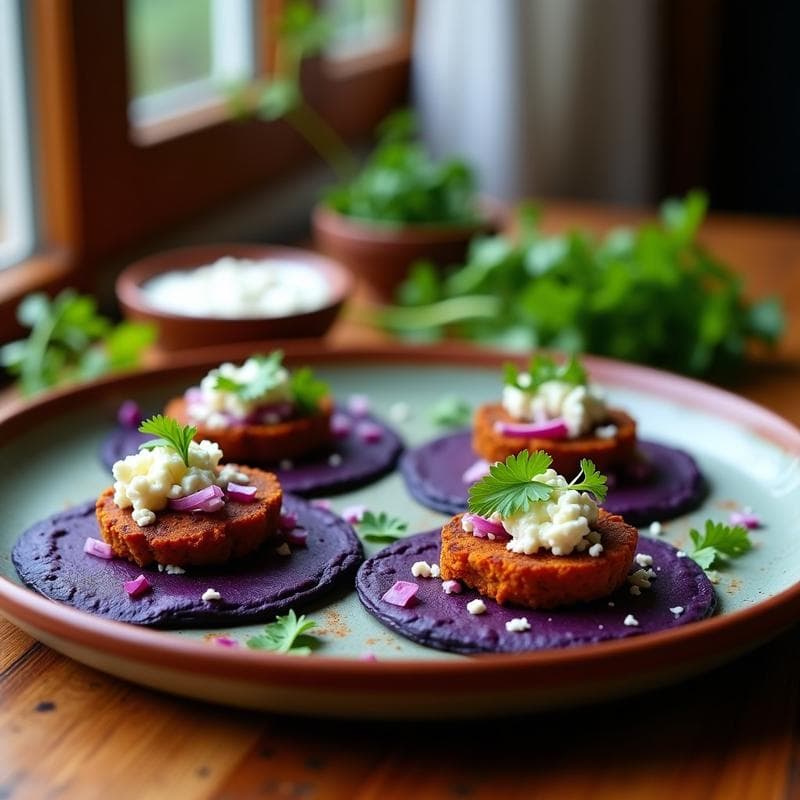 Tacos de Chorizo de Inca y Puré de Papa Morada: Receta Peruana Fusion en Airfryer con Toque Gourmet