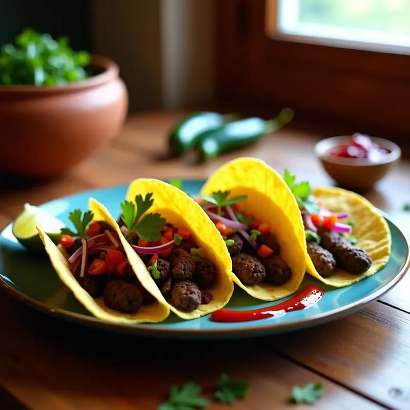 Tacos de Chorizo de Sincevegetal y Pimientos Poblano: Receta Mexicana Vegana en Airfryer