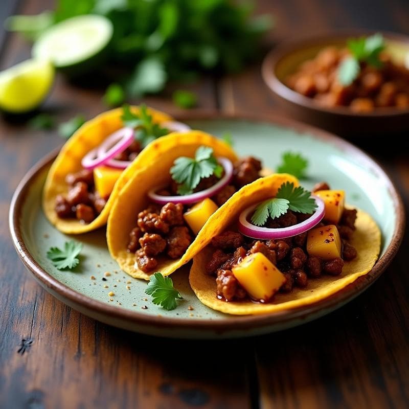 Tacos de Chorizo de Soja y Piña Asada: Receta Mexicana Vegana en Airfryer
