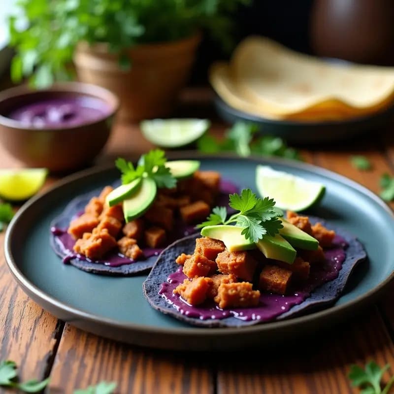 Tacos de Chorizo de Soja y Puré de Boniato Morado: Receta Vegana en Airfryer
