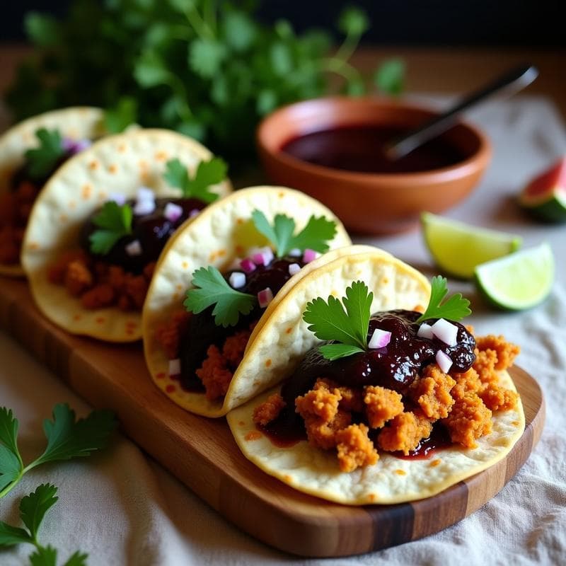 Tacos de Chorizo de Tempeh y Salsa de Higo Negro: Receta Mexicana Vegana en Thermomix