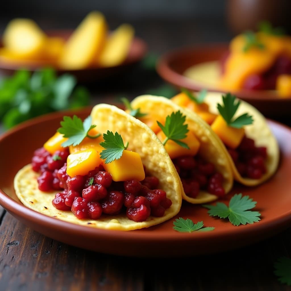Tacos de Chorizo Vegano y Piña con Salsa de Mango Habanero: Receta Fusion en 20 Min