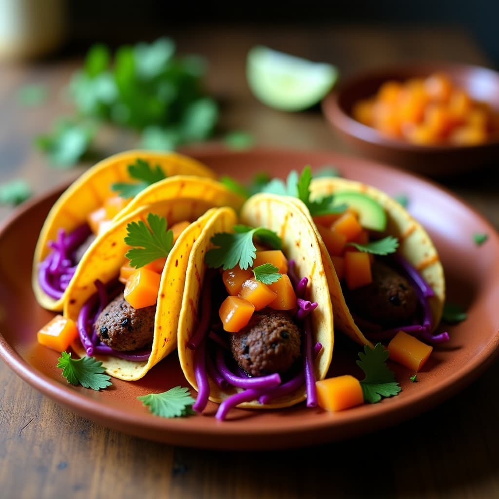 Tacos de Chorizo Vegano de Berenjena y Salsa de Melocotón: Receta Innovadora y Sin Colesterol en Airfryer