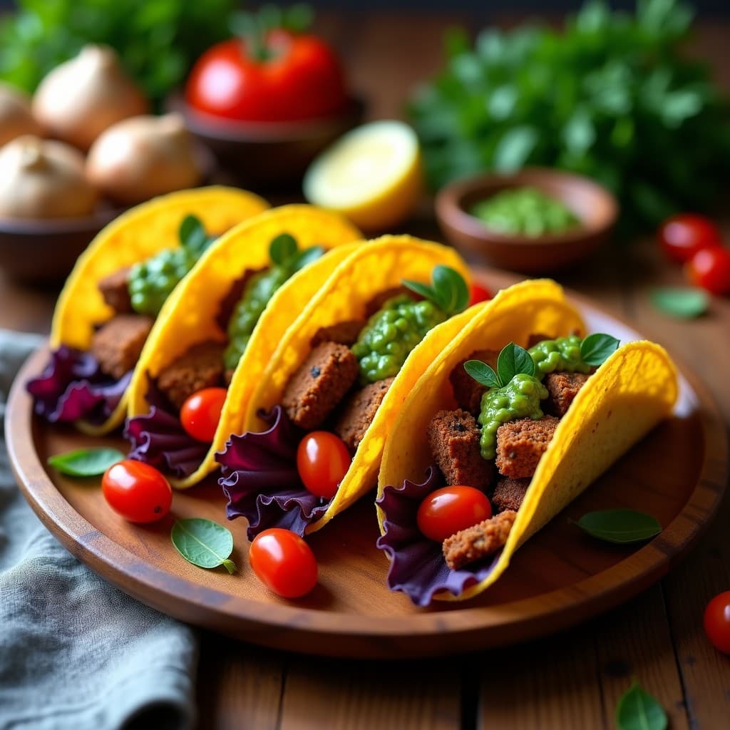 Tacos de Chorizo Vegano y Chinchulines de Setas con Salsa de Chimichurri: Receta Argentina en Airfryer