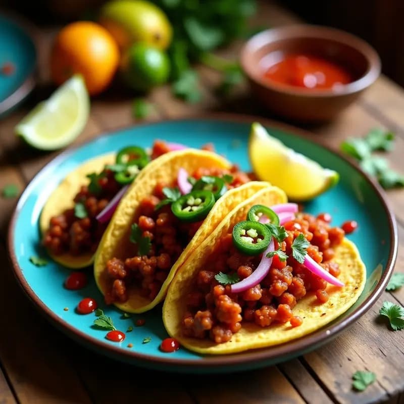 Tacos de Chorizo Vegano y Nanche: Receta Mexicana Picante con Toque Frutal