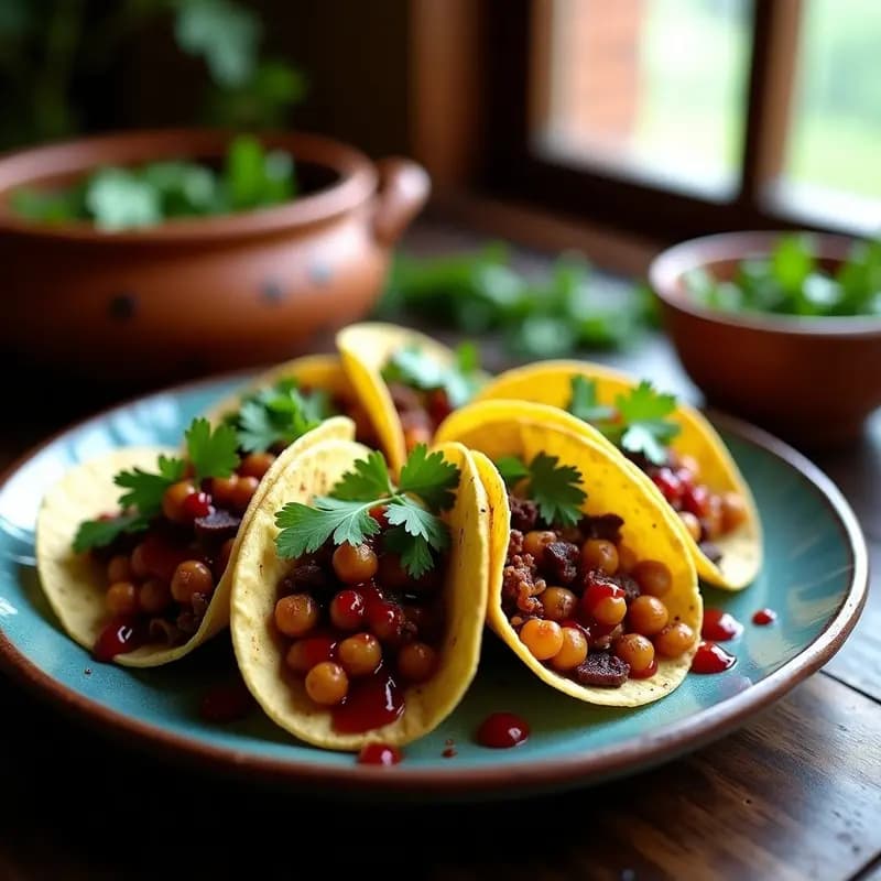 Tacos de Chorizo Vegano y Nopales: Receta Mexicana con Jackfruit y Chile de Árbol