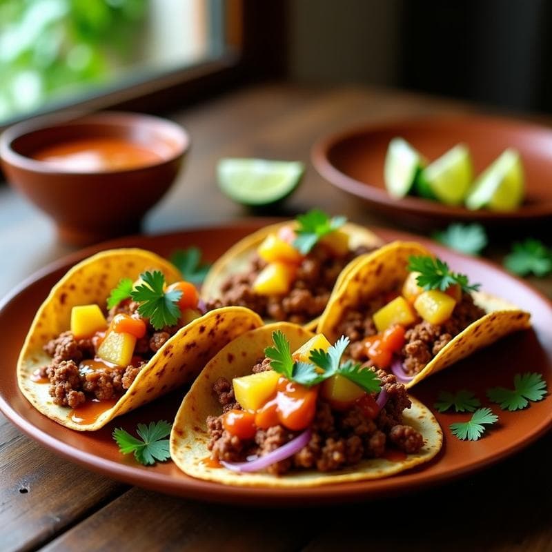 Tacos de Chorizo Vegano y Piña Asada: Receta Mexicana con Salsa de Chipotle en 25 Minutos