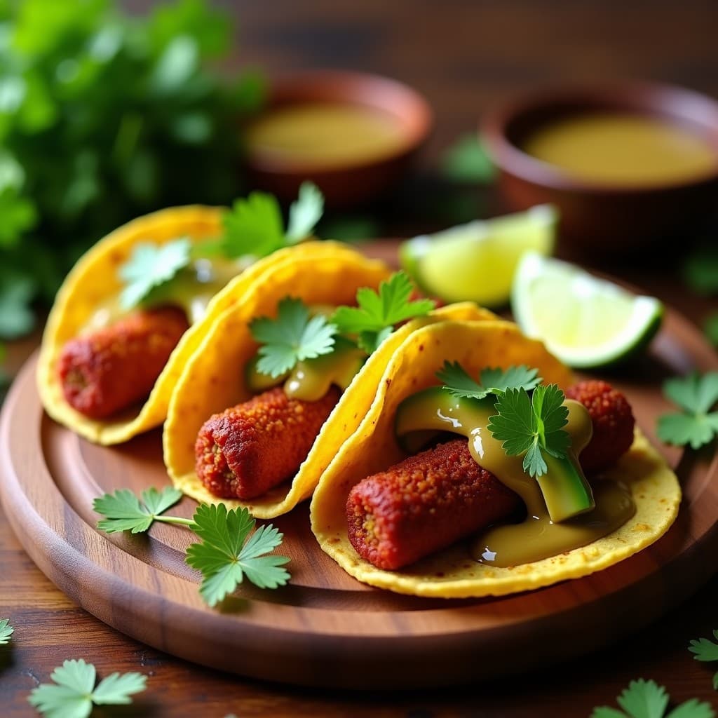 Tacos de Chorizo Vegano con Salsa de Chiplote y Aguacate: Receta Mexicana en Airfryer