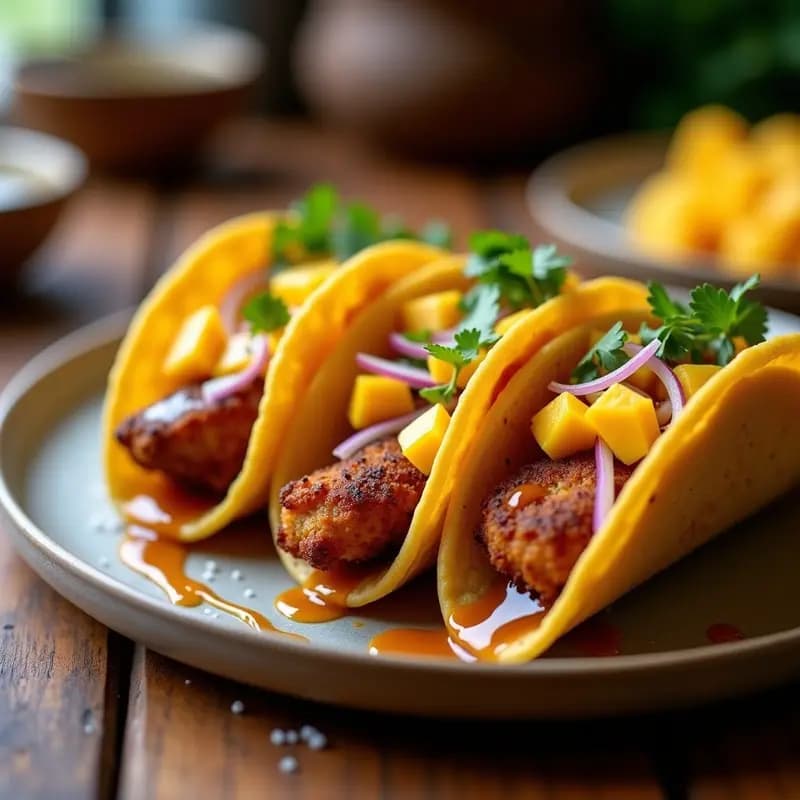 Tacos de Chuleta de Cerdo con Caramelo Salado y Mango: Explosión Dulce-Salada
