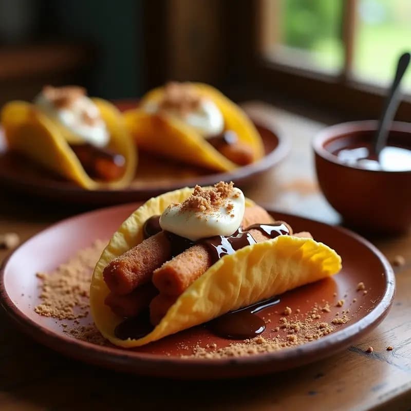 Tacos de Churros con Chocolate Caliente y Queso Crema: El Postre Mexicano que Rompe Reglas